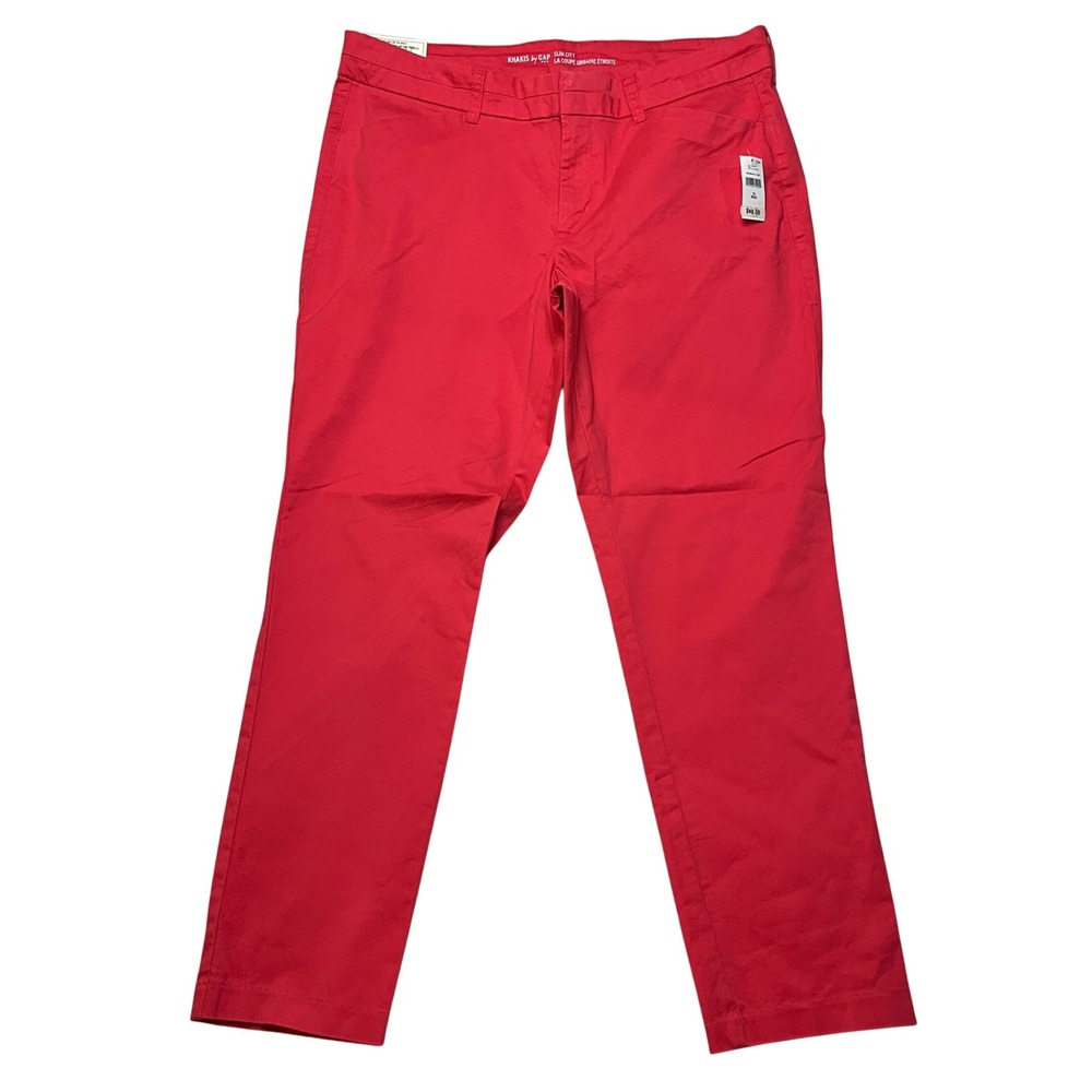 Gap Khakis Slim‎ City Pants Womens 10 Regular Red Chino Trousers 416156-01-1